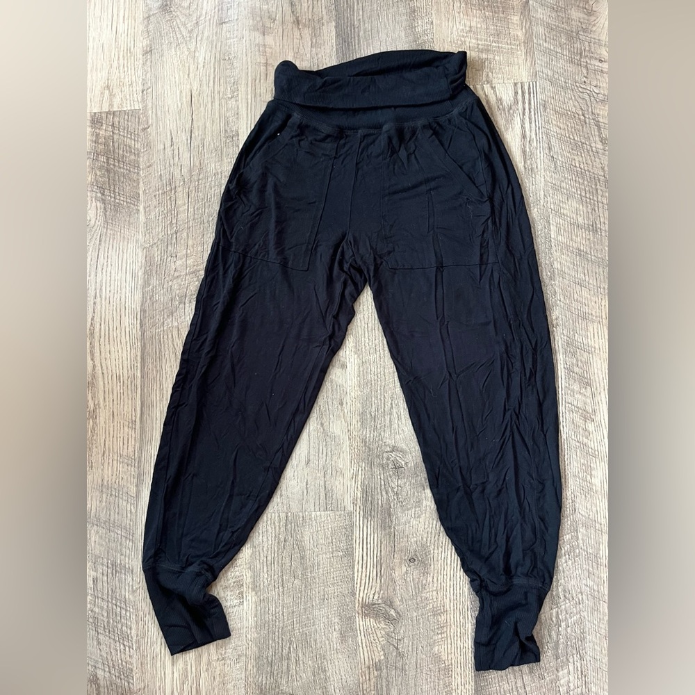 Black fold over jogger pants